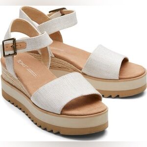 TOMS Women's Diana Platform Cream Wedge Sandal, Size 9